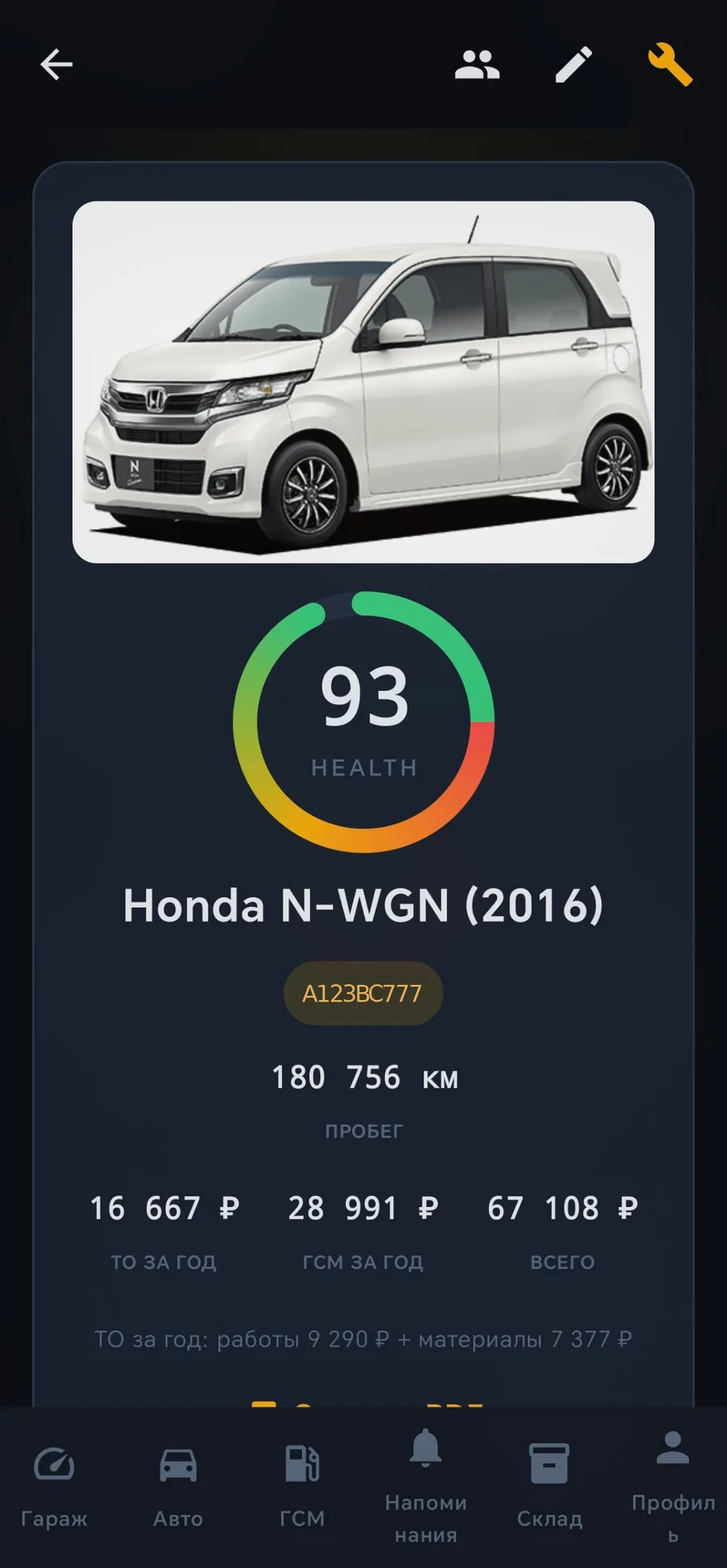 Карточка авто